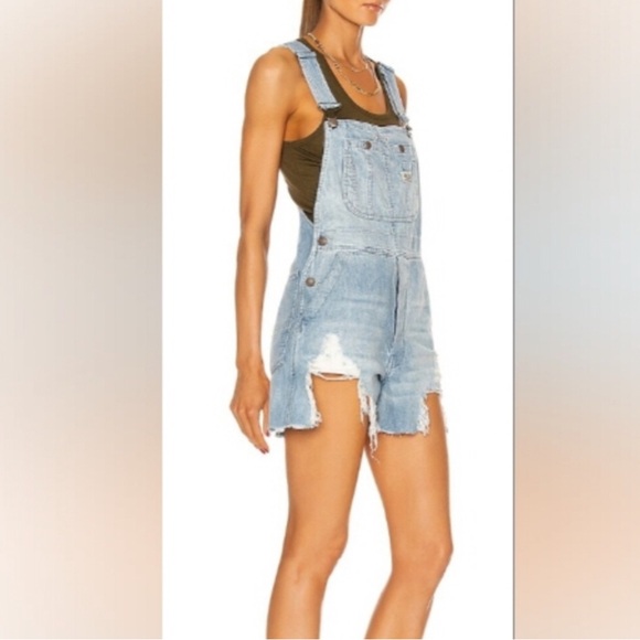 R13 Shortalls Overall Denim Shorts Distressed Size S - Picture 16 of 16
